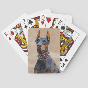 Black and Tan Doberman Pinscher in Jewelled collar Playing Cards