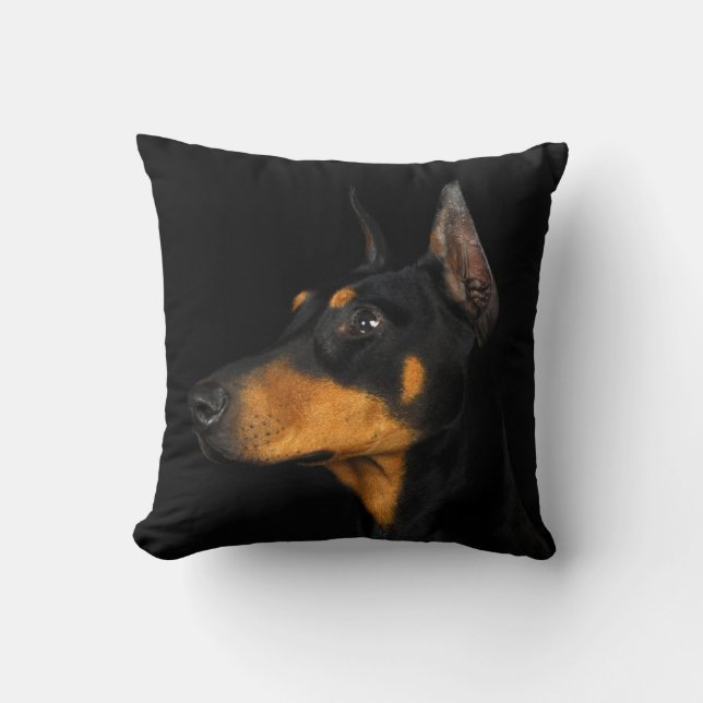 Black and tan Doberman Pinscher pillow. Cushion (Front)