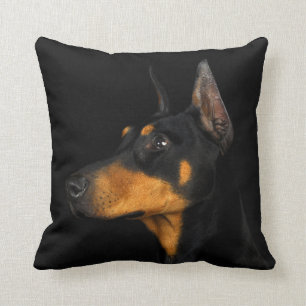 Black and tan Doberman Pinscher pillow. Cushion
