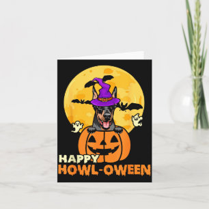 Black And Tan Doberman Witch Dog Happy Halloween Card