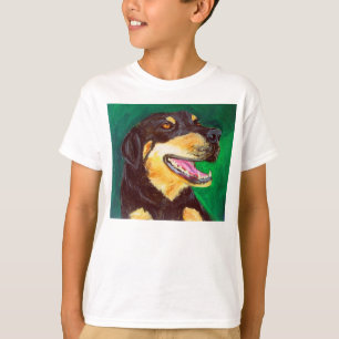 Black and Tan Dog Lover T-Shirt -Red and Green Art