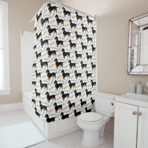 Black and Tan Doxie Dachshund Pattern Shower Curtain
