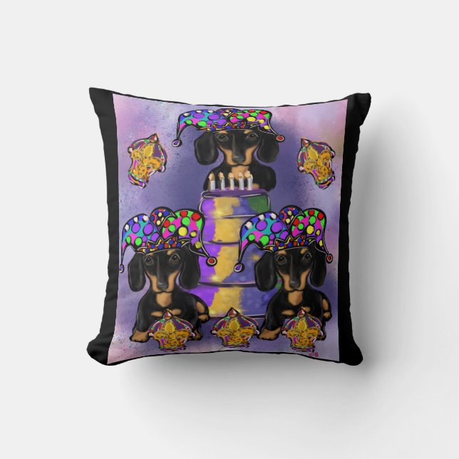 Black and Tan Doxies Cushion (Front)