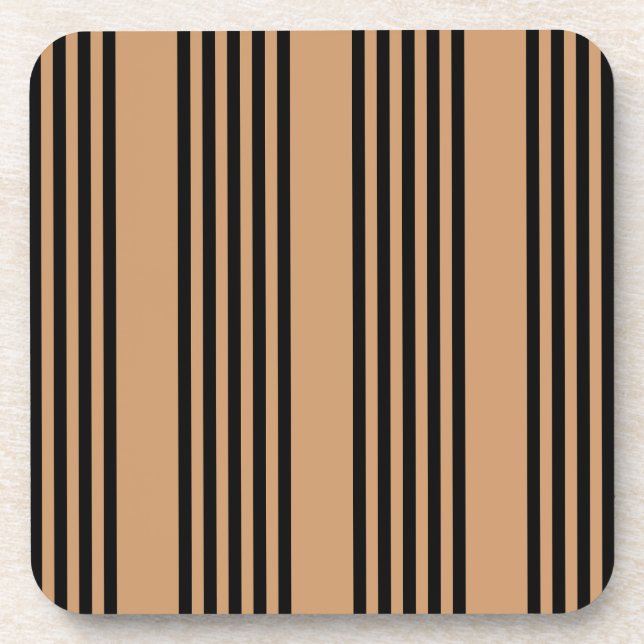 Black and tan five stripe pattern coaster (Front)