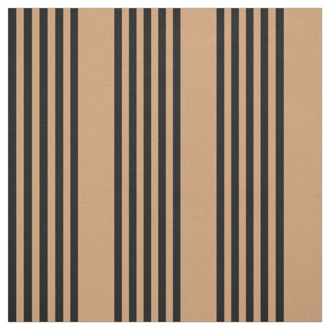 Black and tan five stripe pattern fabric (Swatch)