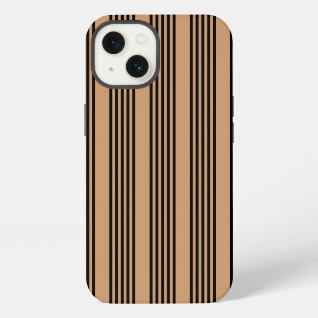 Black and tan five stripe pattern iPhone case (Back)
