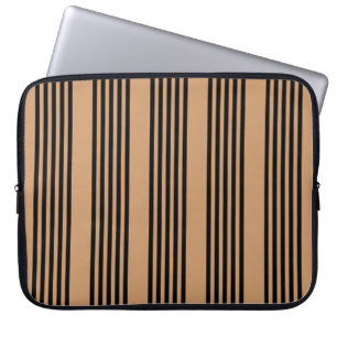Black and tan five stripe pattern laptop sleeve