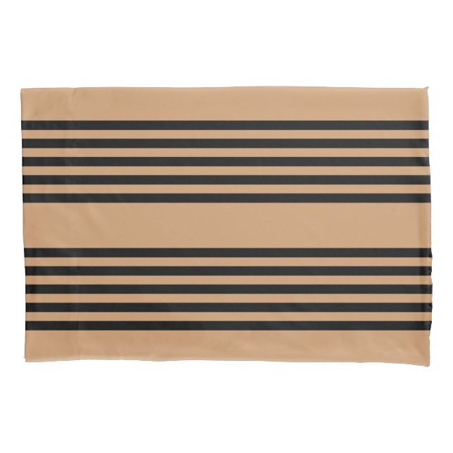 Black and tan five stripe pattern pillowcase (Front)