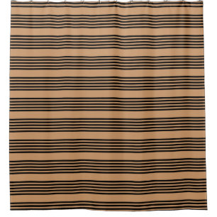 Black and tan five stripe pattern shower curtain