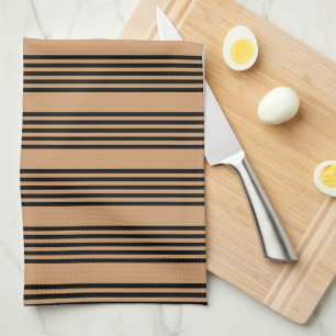 Black and tan five stripe pattern tea towel