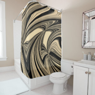 Black and Tan Floe Pattern Shower Curtain