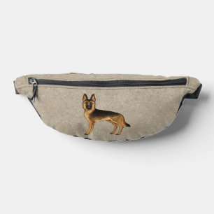 Black And Tan German Shepherd Cartoon Dog Brown Bum Bags