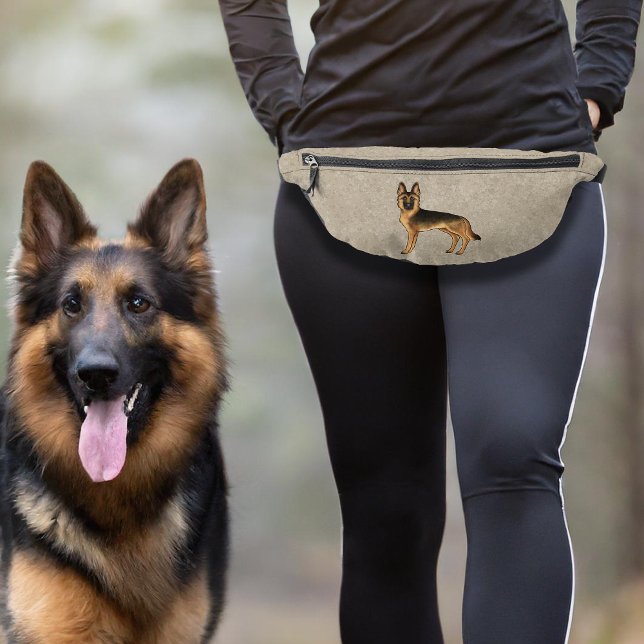 Black And Tan German Shepherd Cartoon Dog Brown Bum Bags (Please note: This image is a digital mockup. The product may not be in scale.)