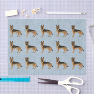 Black And Tan German Shepherd Cartoon Dog Pattern Tissue Paper