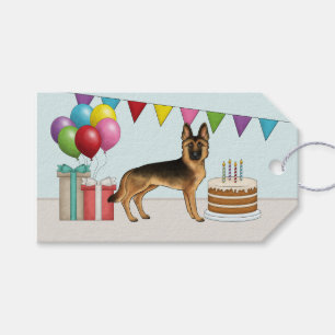 Black And Tan German Shepherd Colourful Birthday Gift Tags