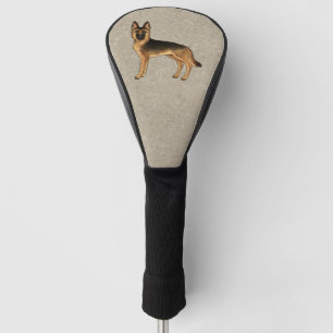 Black And Tan German Shepherd Cute Cartoon Dog Golf Head Cover