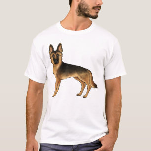 Black And Tan German Shepherd Cute GSD Dog Drawing T-Shirt