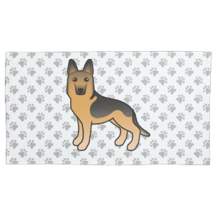 Black And Tan German Shepherd Dog And Grey Paws Pillowcase