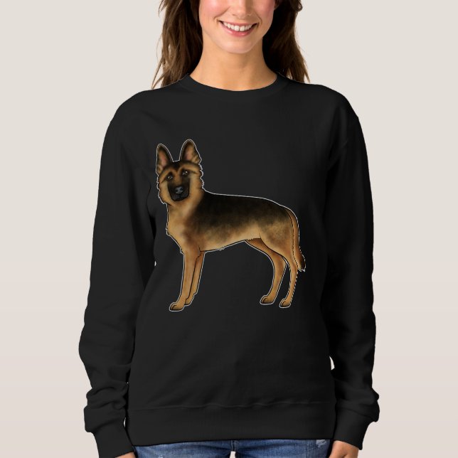 Black And Tan German Shepherd Dog Illustration Sweatshirt (Front)