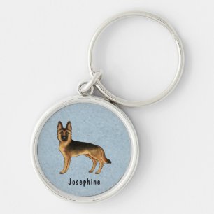 Black And Tan German Shepherd Dog With Custom Name Key Ring