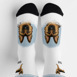 Black And Tan German Shepherd Dog With Custom Name Socks