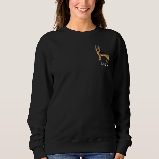 Black And Tan German Shepherd Dog With Custom Text Sweatshirt (Front)