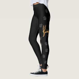 Black And Tan German Shepherd Dog With Paws Black Leggings