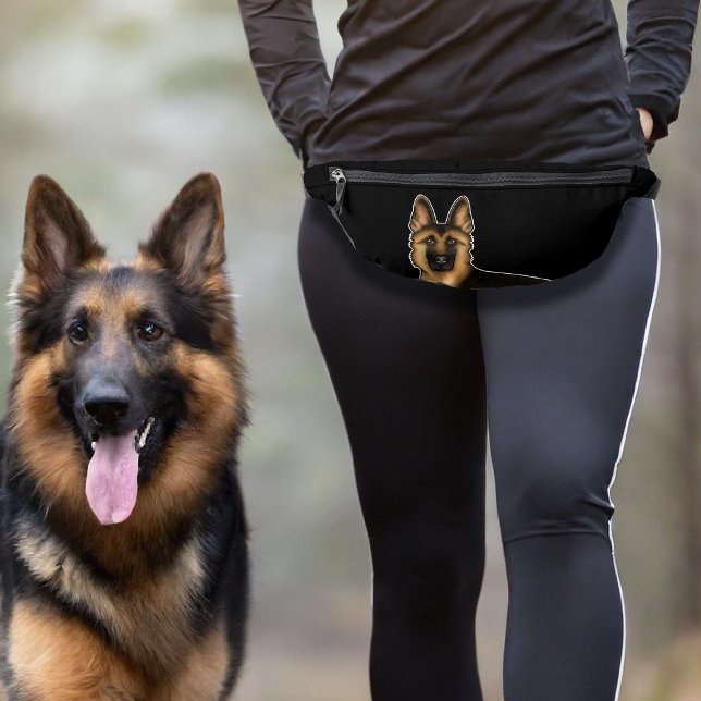 Black And Tan German Shepherd GSD Dog Head Black Bum Bags (Please note: This image is a digital mockup. The product may not be in scale.)