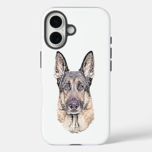 Black and Tan German Shepherd Portrait iPhone 16 Case