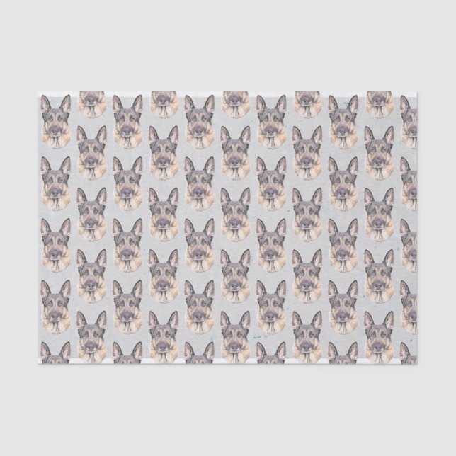 Black and Tan German Shepherd Portrait Tissue Paper (Front)