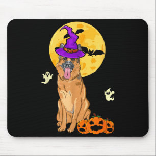 Black And Tan German Shepherd Witch Halloween Mouse Pad