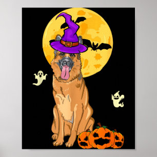 Black And Tan German Shepherd Witch Halloween Poster