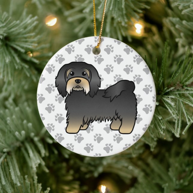 Black And Tan Havanese Cute Cartoon Dog Ceramic Ornament (Tree)