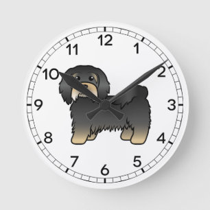 Black And Tan Havanese Cute Cartoon Dog Round Clock