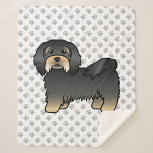 Black And Tan Havanese Cute Cartoon Dog Sherpa Blanket