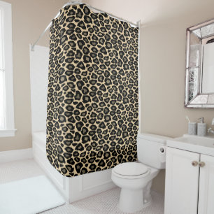 Black and Tan Leopard Print Shower Curtain