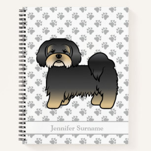 Black And Tan Lhasa Apso Cute Cartoon Dog & Name Notebook