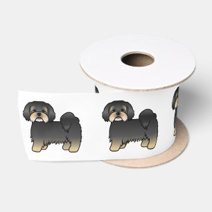 Black And Tan Lhasa Apso Cute Cartoon Dog Satin Ribbon