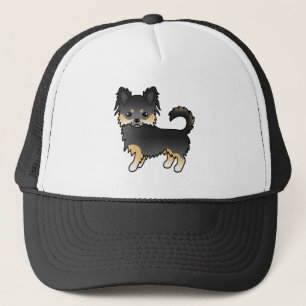 Black And Tan Long Coat Chihuahua Cute Cartoon Dog Trucker Hat