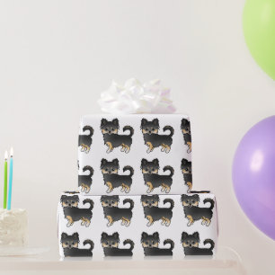 Black And Tan Long Coat Chihuahua Cute Dog Pattern Wrapping Paper