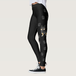 Black And Tan Long Coat Chihuahua Cute Dog & Paws Leggings