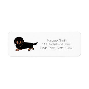 Black and Tan Long Haired Dachshund 1 Return Address Label
