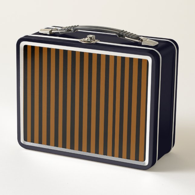 Black and Tan Metal Lunch Box (Front)