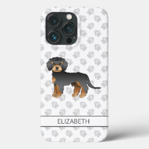 Black And Tan Mini Goldendoodle Cartoon Dog & Name iPhone 13 Pro Case