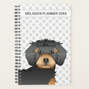 Black And Tan Mini Goldendoodle Cartoon Dog & Text Planner