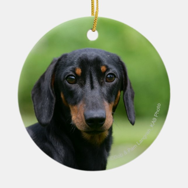 Black and Tan Miniture Dachshund 1 Ceramic Ornament (Front)