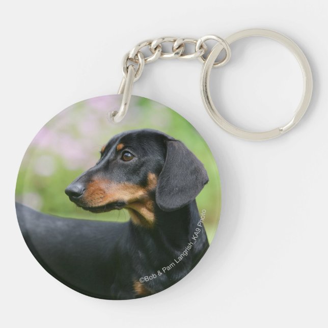 Black and Tan Miniture Dachshund 2 Key Ring (Back)