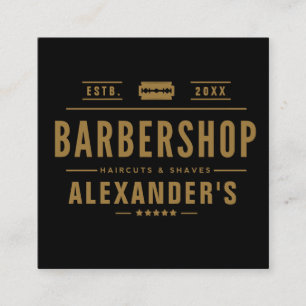 Black and Tan Modern Barbershop Square Business Card