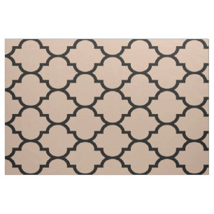 Black And Tan Modern Quatrefoil Geometric Patter Fabric