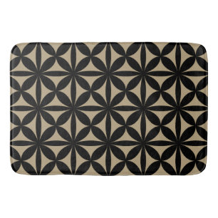 Black and Tan Modern / Retro Print Bath Mat